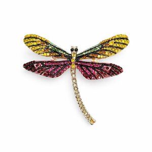 Purple Dragonfly Brooch Pin Rhinestones New in Box